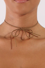 Camel Suede Tie Choker - Putri