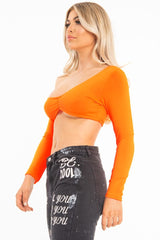 Neon Orange Asymmetric Crop Top - Nicki