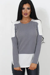 Lumi Navy Striped Top