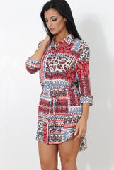 Moni Red Paisley Print Shirt Dress