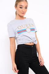 Grey Queen Slogan T-shirt - Chenise