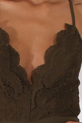 Khaki Crochet Cross Back Playsuit - Quinn