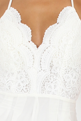 White Crochet Cross Back Playsuit- Quinn