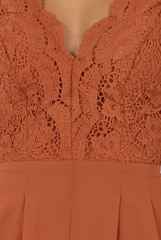 Rust Crochet Cross Back Playsuit - Quinn