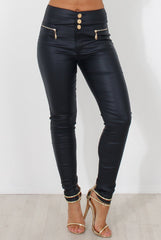 Navy High Waisted Skinny Jeans-Joffy