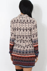 Moni Beige Floral Print Shirt Dress