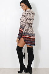 Moni Beige Floral Print Shirt Dress