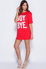 Red Boy Bye Slogan T-shirt - Leela