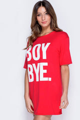 Red Boy Bye Slogan T-shirt - Leela