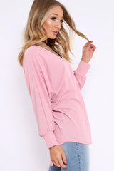 Lilac Ribbed Oversized Zip Front Top - Rabecca