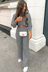 Grey Rib Jersey Loungewear Co-Ord Set - Emsley