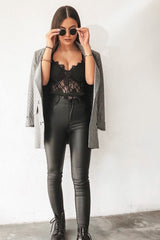 Black PU Coated Skinny Jeans - Rachell