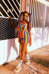 Rainbow Stripe Cami Strap Playsuit - Jeanna