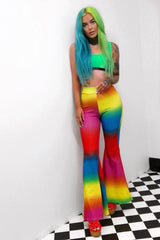 Multi Coloured Rainbow Flared Trousers - Chessa