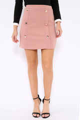 Rose Button Front Mini Skirt - Ramina