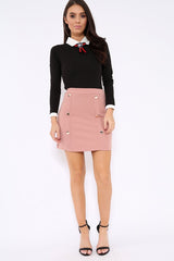 Rose Button Front Mini Skirt - Ramina