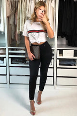 White Stripe Front T Shirt Dress - Kamden