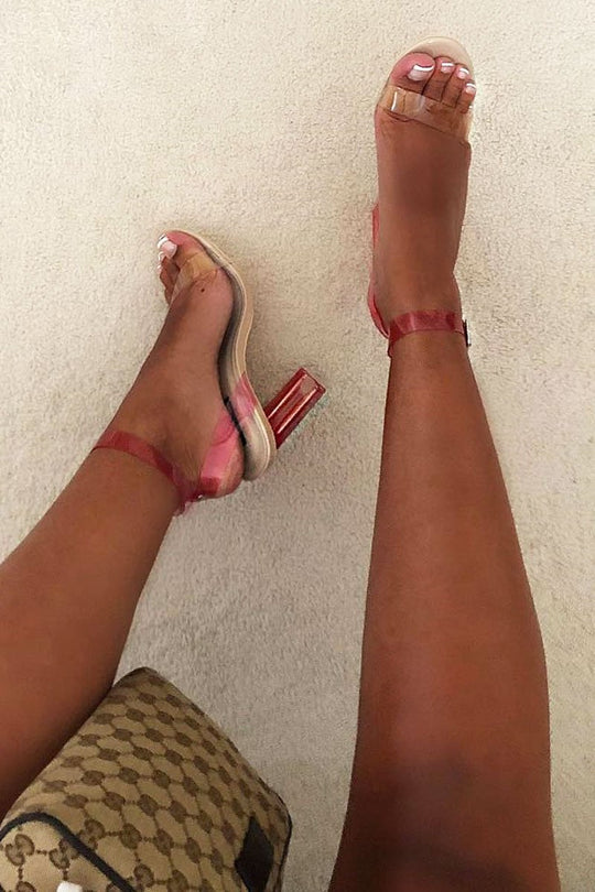 Pink Neon Clear Heels - Raynor