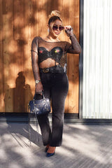 Washed Black Wide Leg Denim Jeans - Annalya