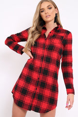 Red Check Shirt Dress - Reagan