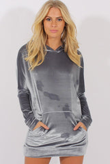 Grey Velvet Oversized Hoodie - Reagan