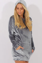 Grey Velvet Oversized Hoodie - Reagan