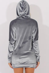 Grey Velvet Oversized Hoodie - Reagan