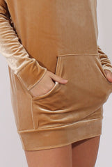 Camel Velvet Oversized Hoodie - Reagan