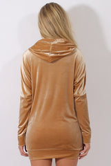 Camel Velvet Oversized Hoodie - Reagan