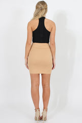 Camel Ribbed Midi Skirt - Rebecca