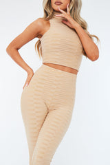 Stone High Neck Crop Top & Flare Pants Set - Dailyn