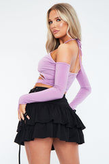 Lilac Halter Neck Cut Out Crop Top - Lottie