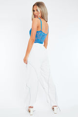 White Toggle Parachute Cargo Trousers - Alura