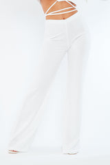 White High Waist Straight Leg Trousers - Lia