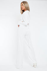 White High Waist Straight Leg Trousers - Lia