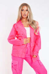 Coral Pink Shell Zip Up Windbreaker - Ginnie