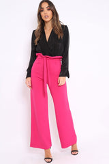 Black Plunge Satin Bodysuit - Rebeka