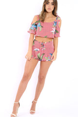 Red Striped Floral Shorts - Madalene