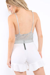 Silver Metallic Knit Crop Top - Kashi
