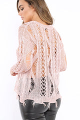 Pink Metallic Distressed Jumper - Hannan