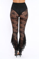 Black Lace Dip Hem Trousers - Fion