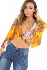 Mustard Paisley Crop Top - Tazmin