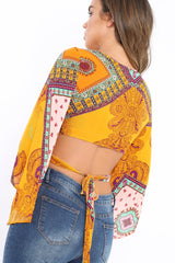 Mustard Paisley Crop Top - Tazmin