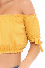 Mustard Ribbed Frill Gypsy Top - Maysia