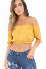 Mustard Ribbed Frill Gypsy Top - Maysia