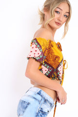 Mustard Paisley Print Crop Top - Jada