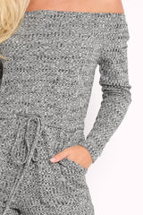 Grey Ribbed Rip Knee Jumpsuit - Chyna