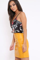 Black Velvet Floral Cami Crop Top - Jojo