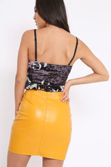 Black Velvet Floral Cami Crop Top - Jojo