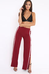 Wine Side Popper White Stripe Trousers - Sady